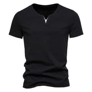 AIDASE  -  Mens T Shirt Pure Color V Collar Short Sleeved Tops Tees Men T-Shirt Black Tights Man T-Shirts Fitness For Male Clothes aidase-shop